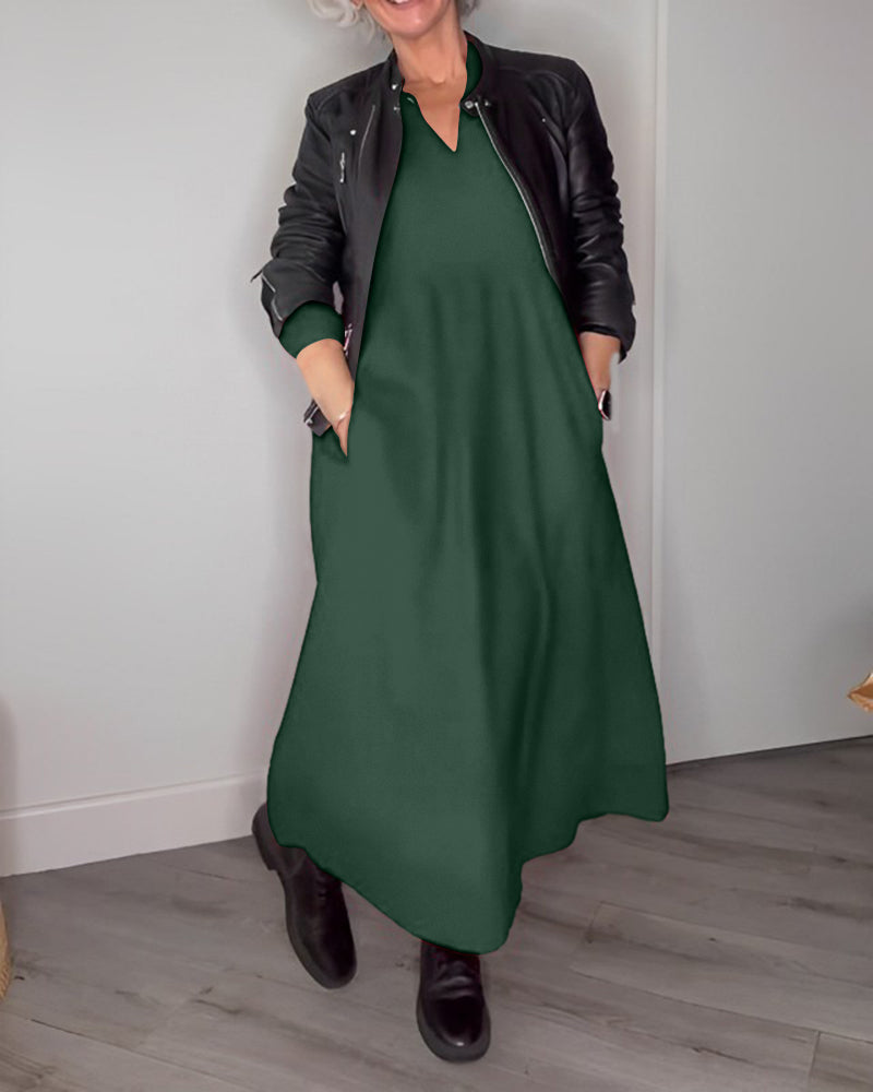 Elegante Avondjurk met Tas en Lange Mouw