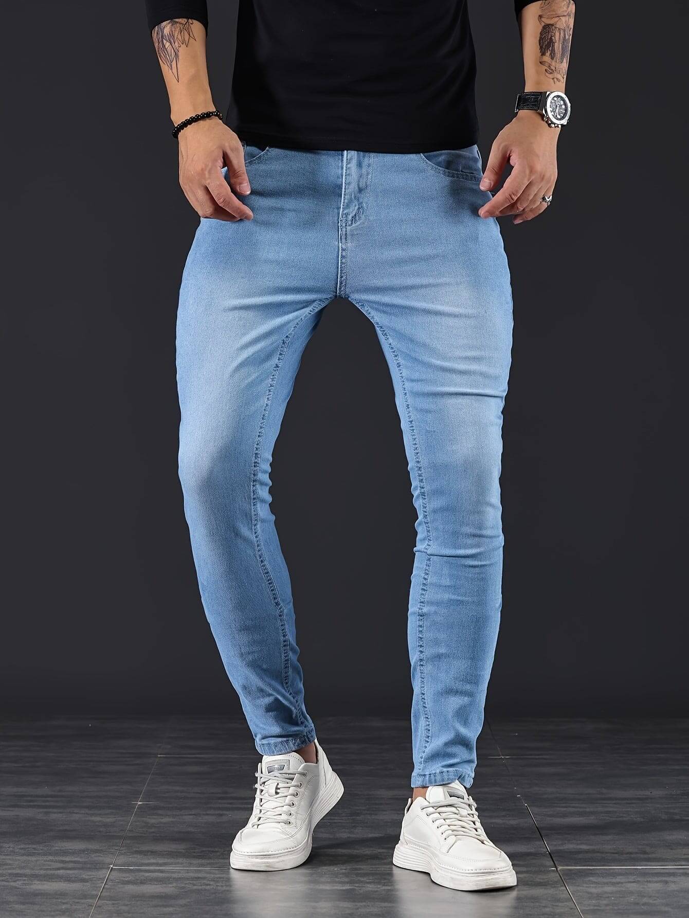 Heren Skinny Jeans – Slim Fit Spijkerbroek Met Rits