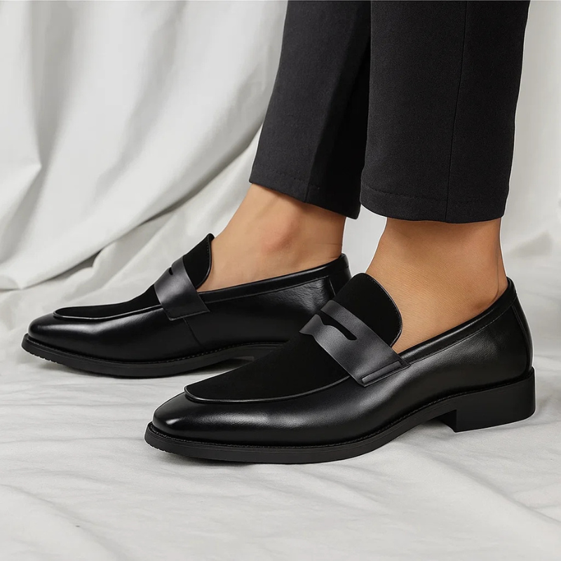 Leren Loafers Heren Elegante Instappers Zwart Marconi Stijl