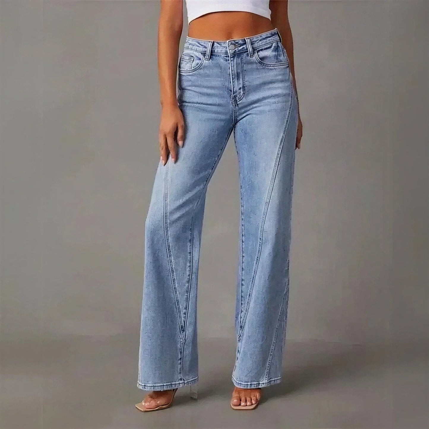 Vrouwen Jeans met Paneeldesign en Stretch