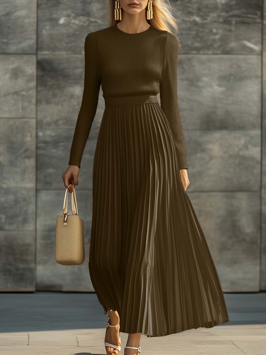 Dames Maxi Jurk met Gebreide Top en Satijnen Rok