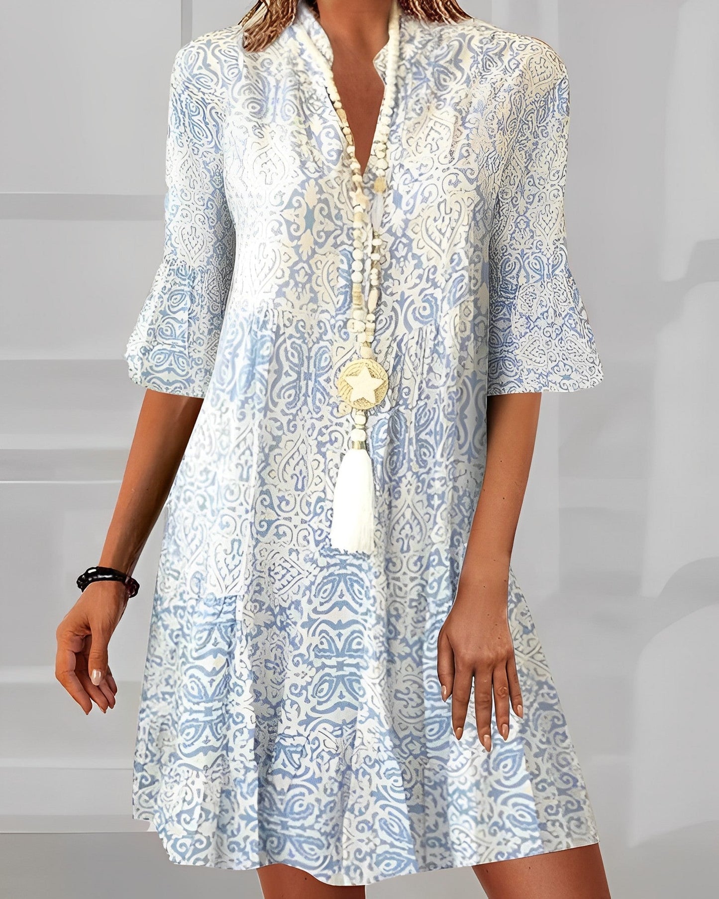 Abito Elegante Donna Kunigunde – Stampa Raffinata, Versatile Maxi Dress-4