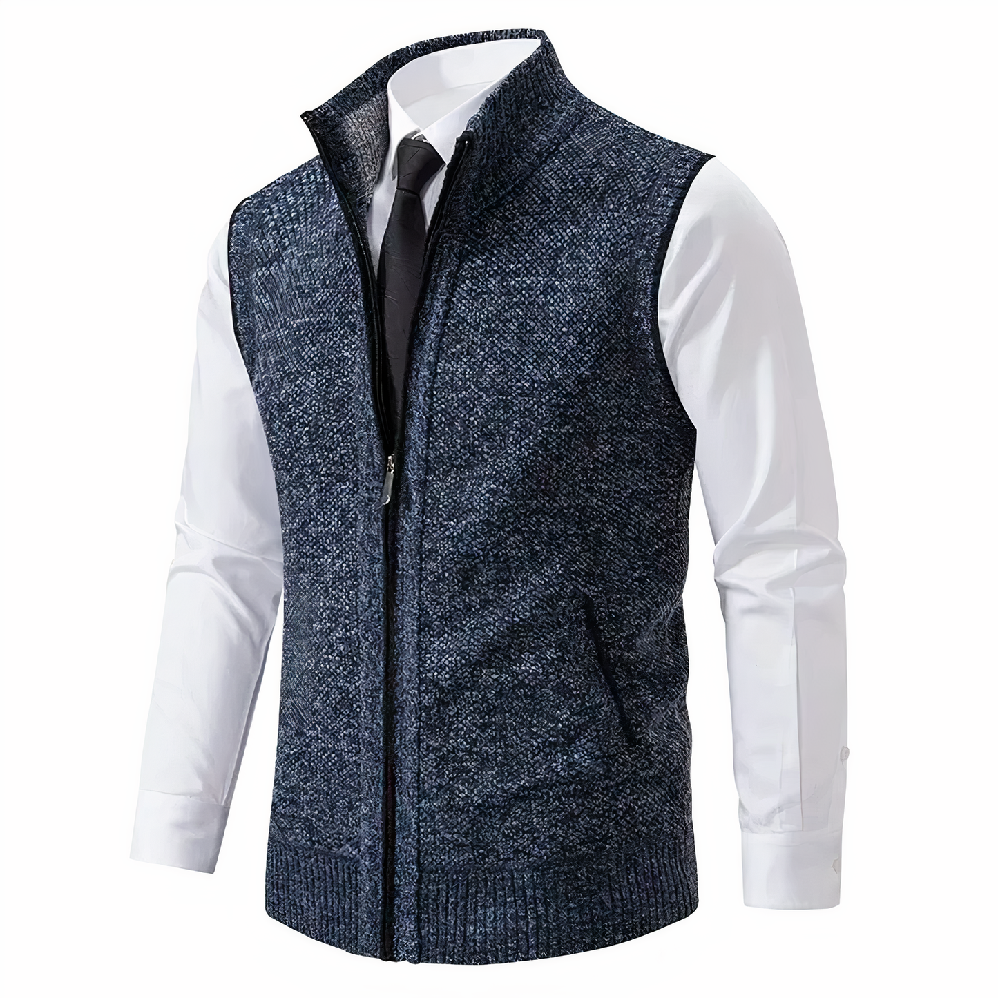 Heren Gilet Gebreid met Zakken en Rits