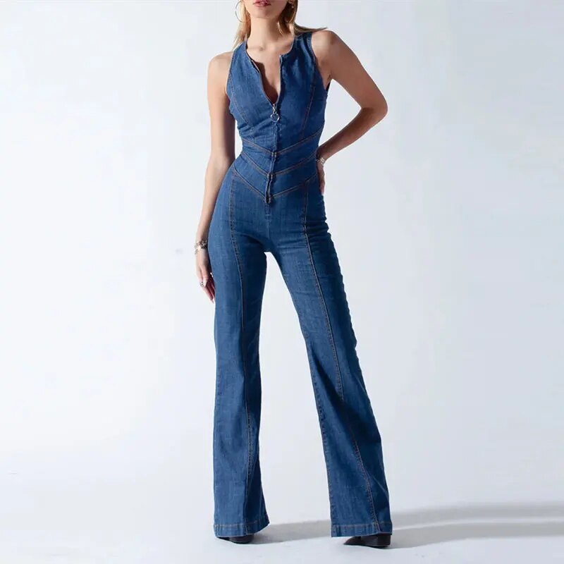 Jumpsuit Denim Hoge Kwaliteit Retro Stijl