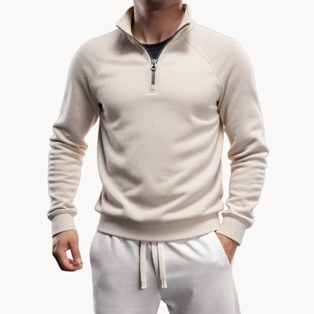 Heren Trui Katoenmix Quarter-Zip Casual Design