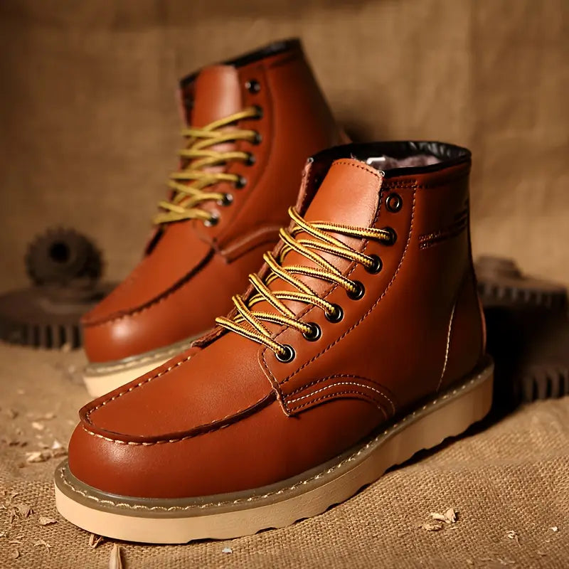Heren Enkelboots Winter Warm Met Veters Dikke Zool