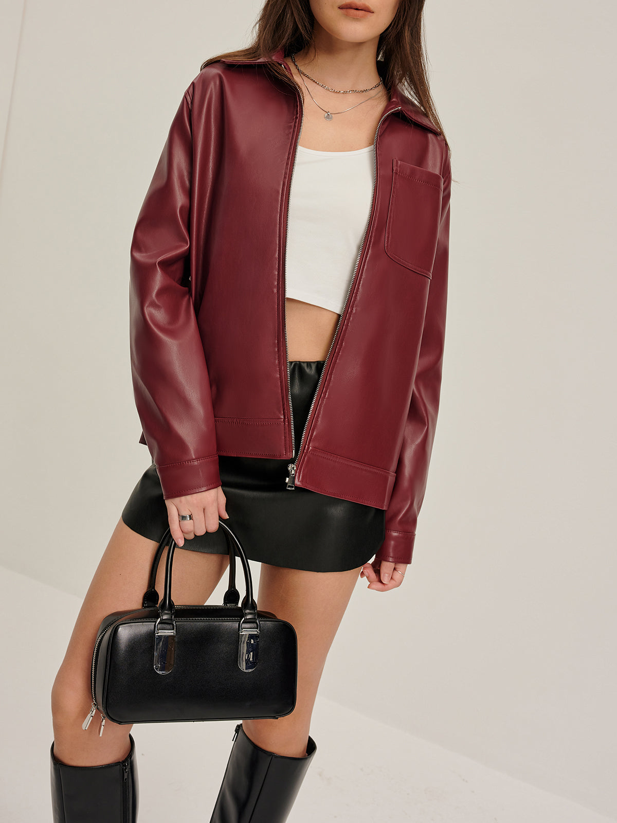 Vegan Leer Jas Retro Stijl Regular Fit