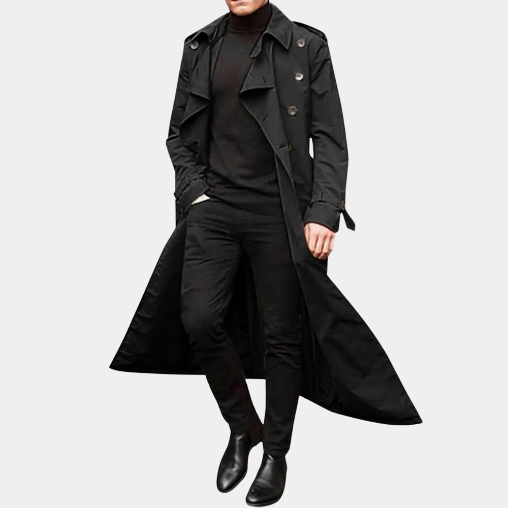 Heren Trenchcoat Dubbelrijig met Riemsluiting Klassiek & Waterdicht