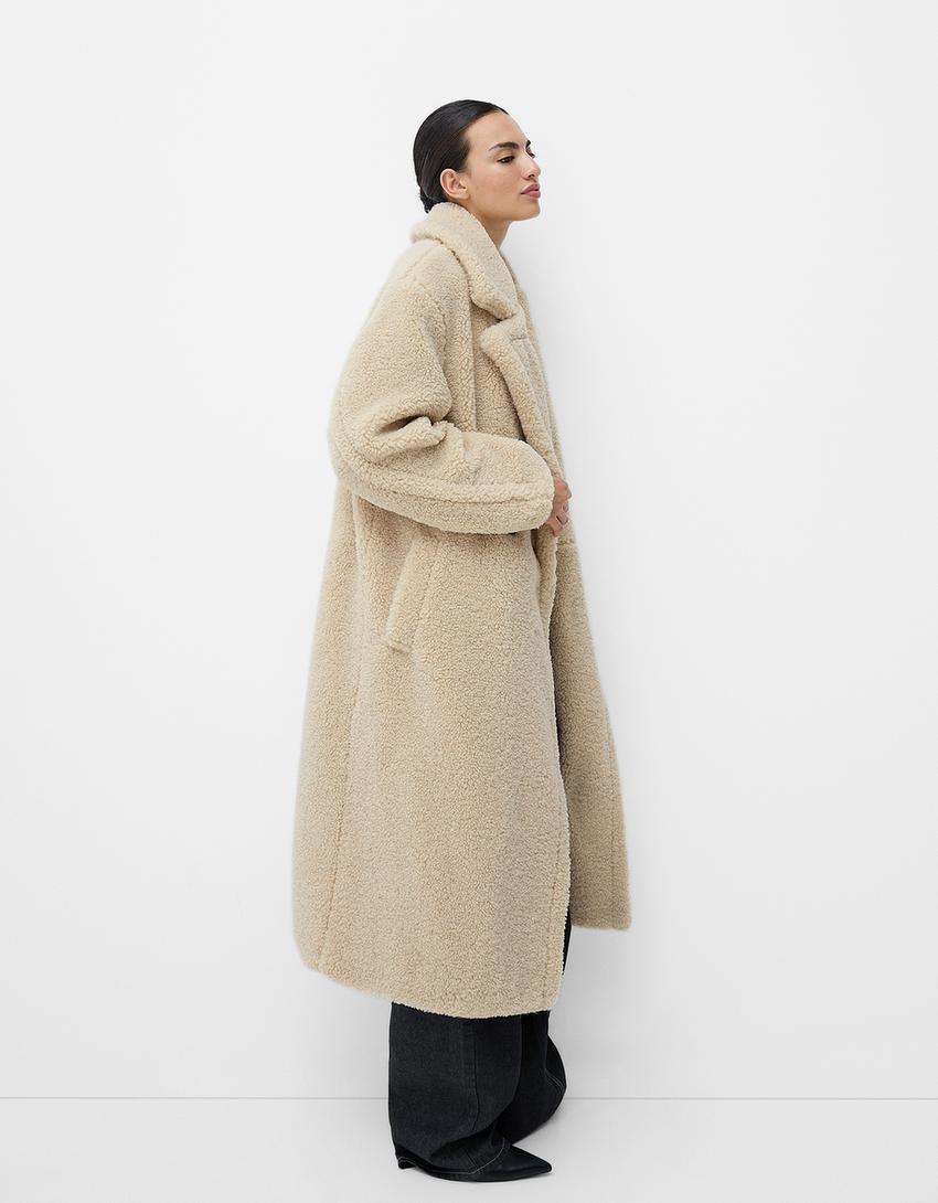Oversize Duffel Coat met Twee Ritsen en Knop