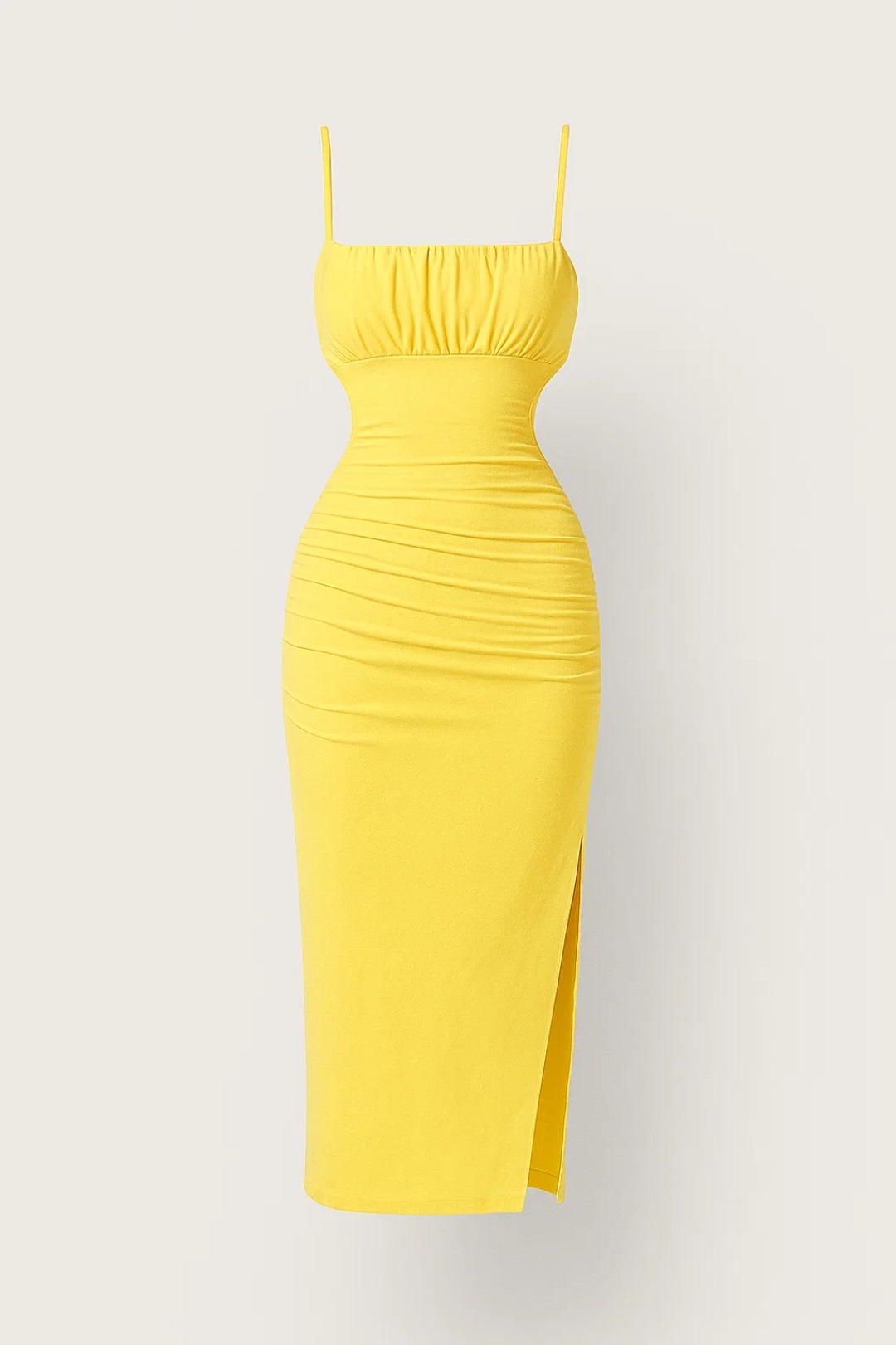 Midi Jurk Dames Jurk met Smalle Bandjes en Split