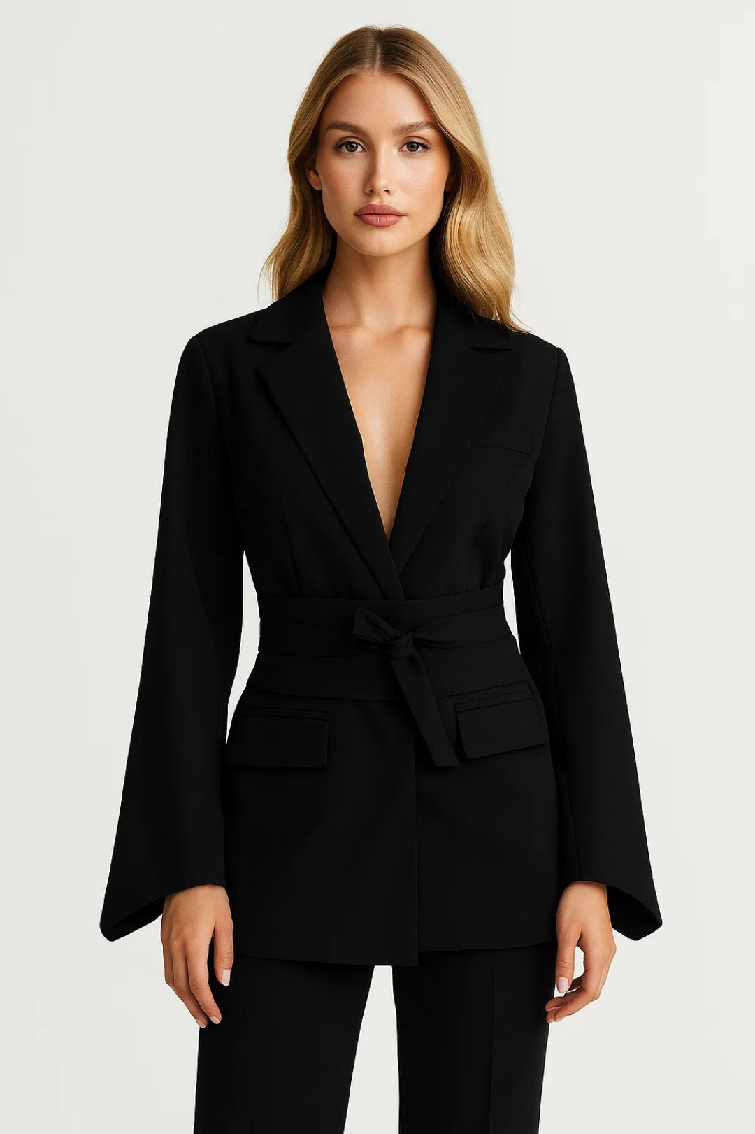 Dames Blazer Getailleerd Licht Met Ceintuur