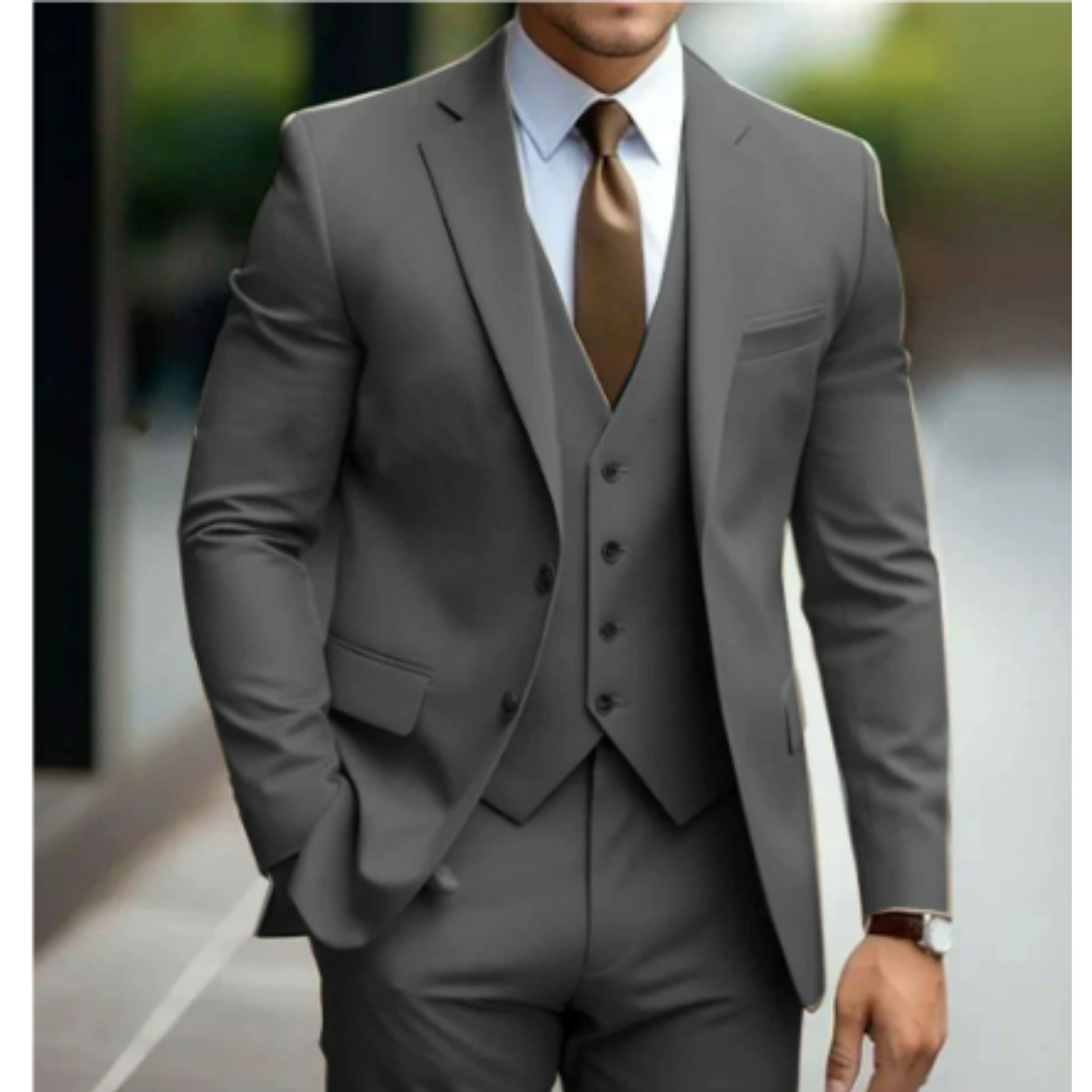 Heren Pak Slim Fit Driedelig Wolmix Ensemble