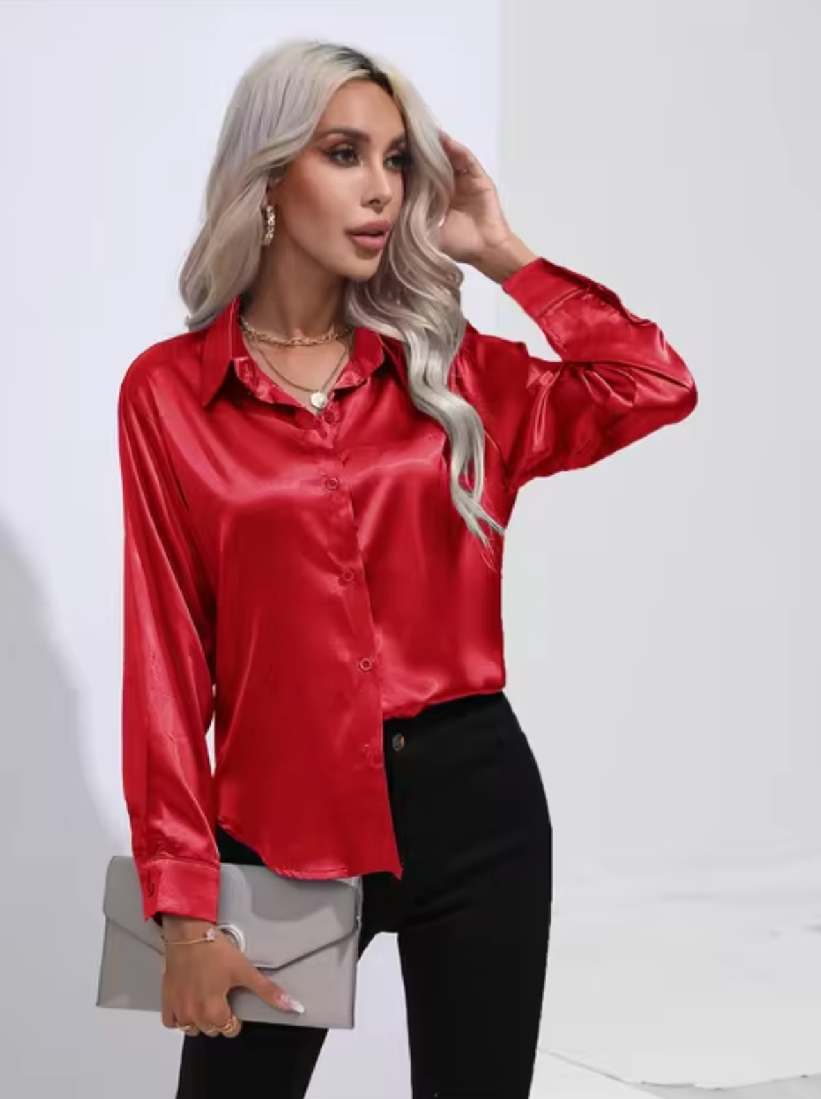 Elegante Blouse van Satijn voor Vrouw