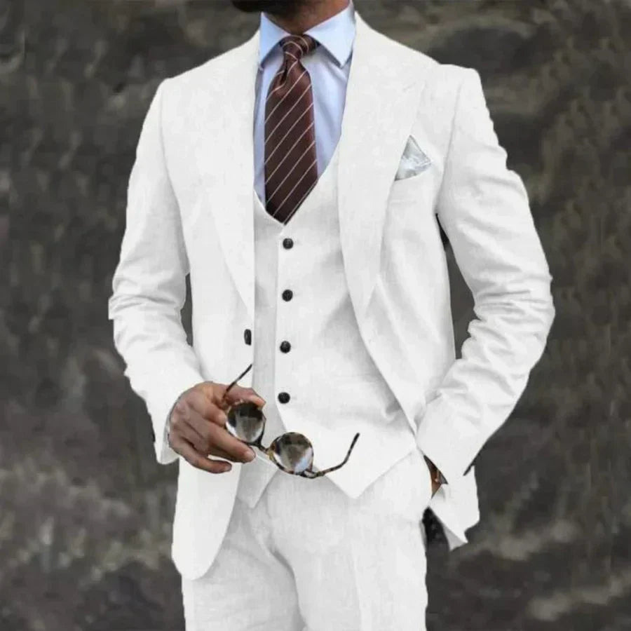 Heren Driedelig Pak Blazer Gilet en Pantalon Maatwerk Stijl