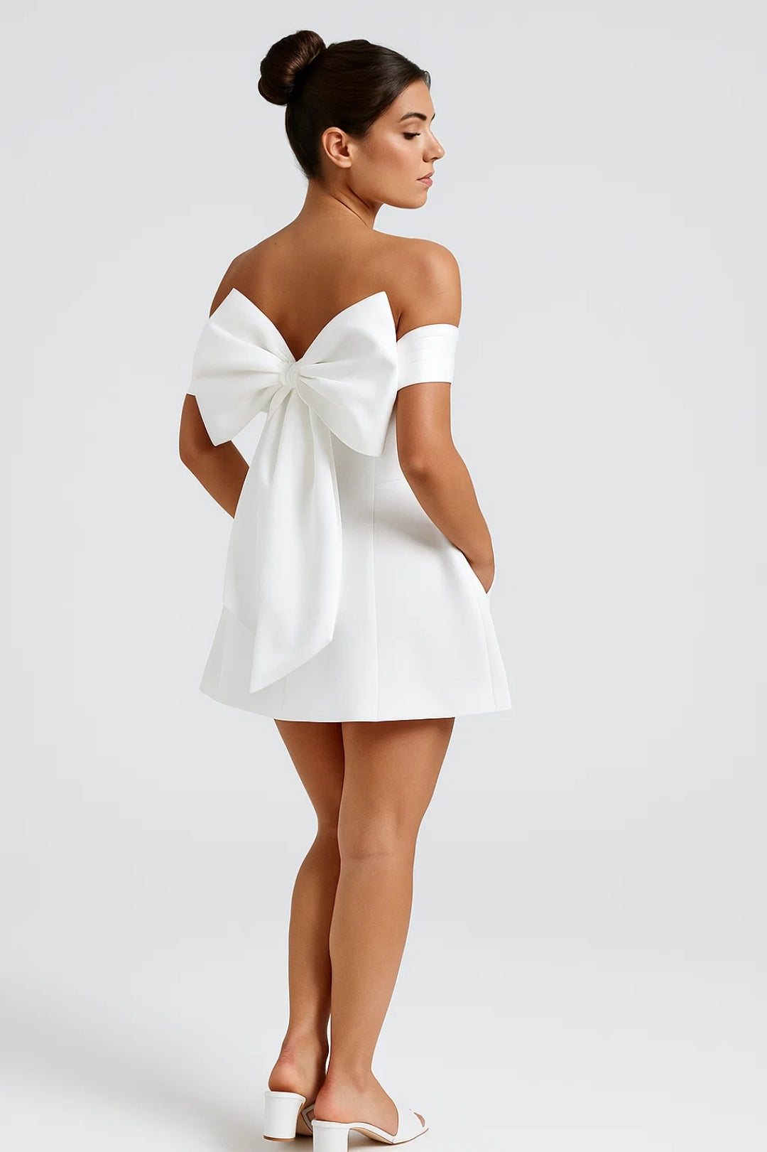 Korte A-lijn Jurk Dames Off Shoulder met Kleurblok