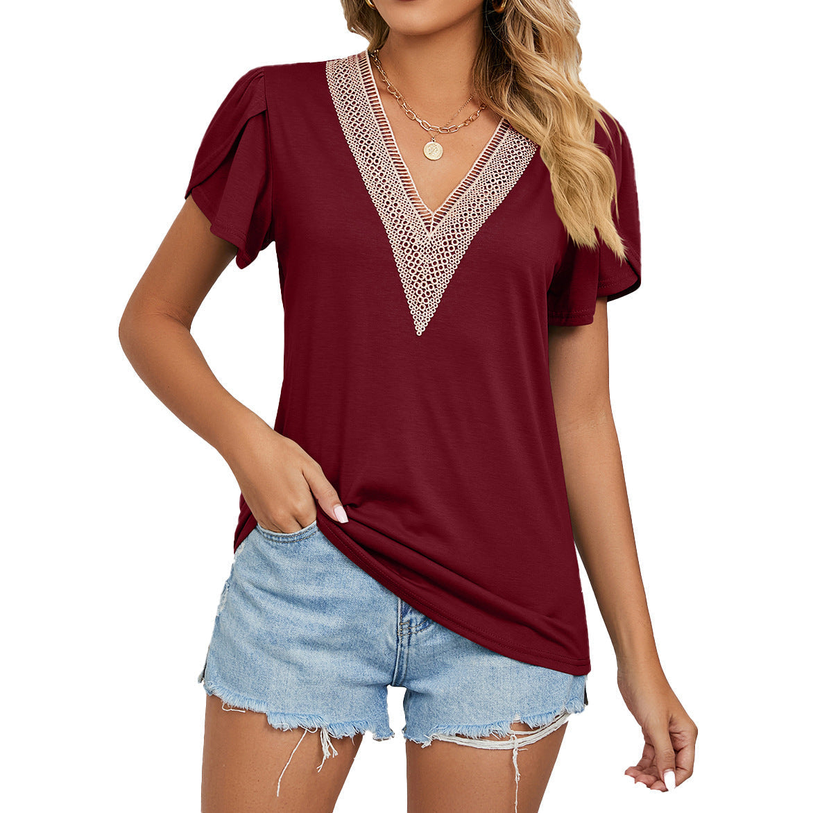 Vrouwelijke Top Elegante Comfortabele Stof