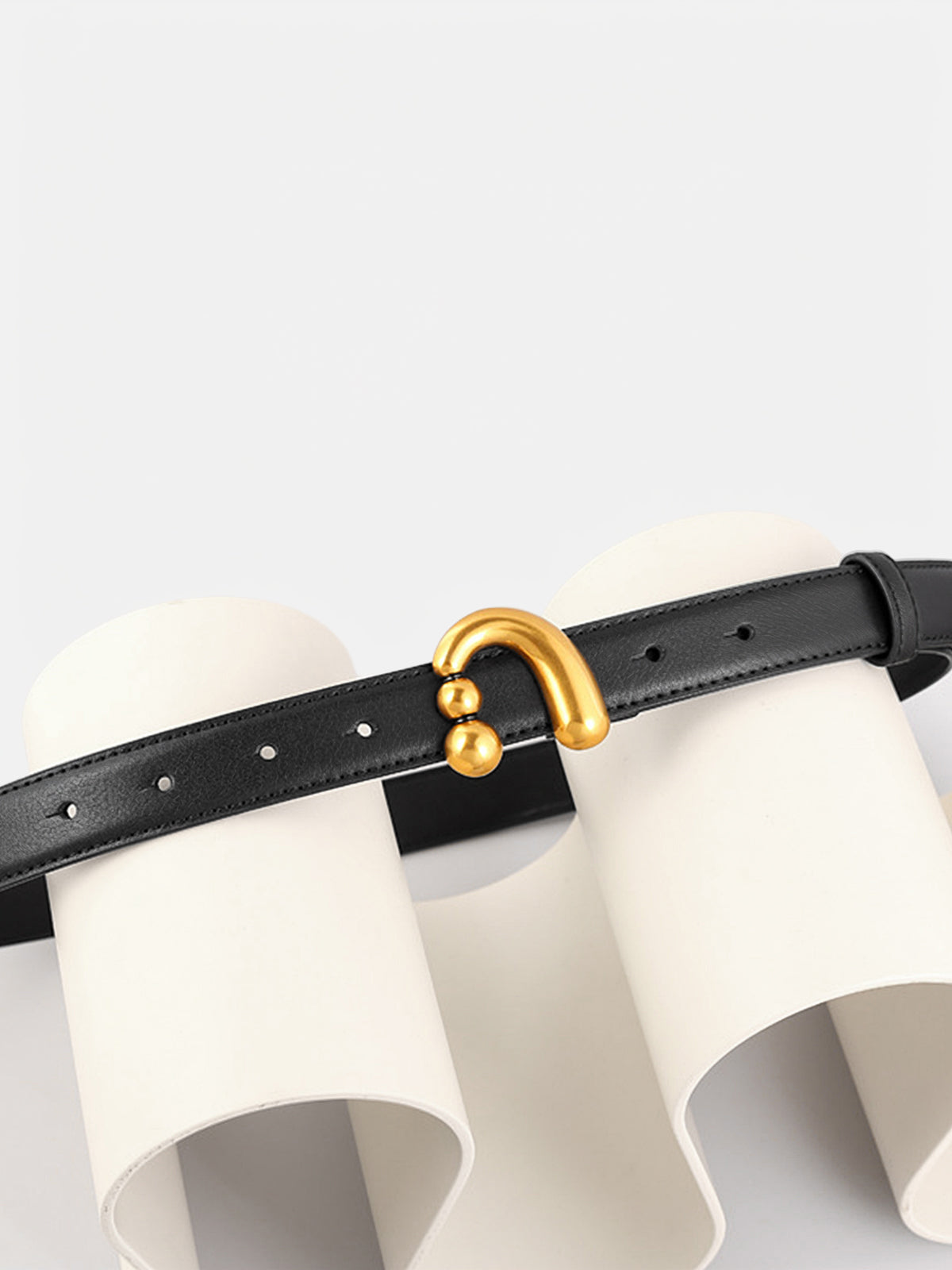Gero Leren Riem Dames & Heren | Hoogwaardige Leer, Gouden Abstracte Gesp 2