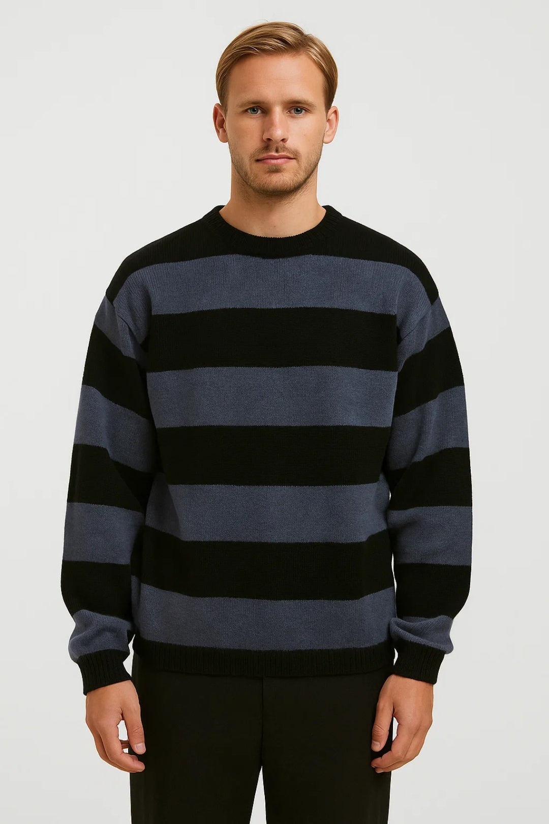 Heren Trui Ronde Hals Gestreept Warme Wintertrui Comfortabel