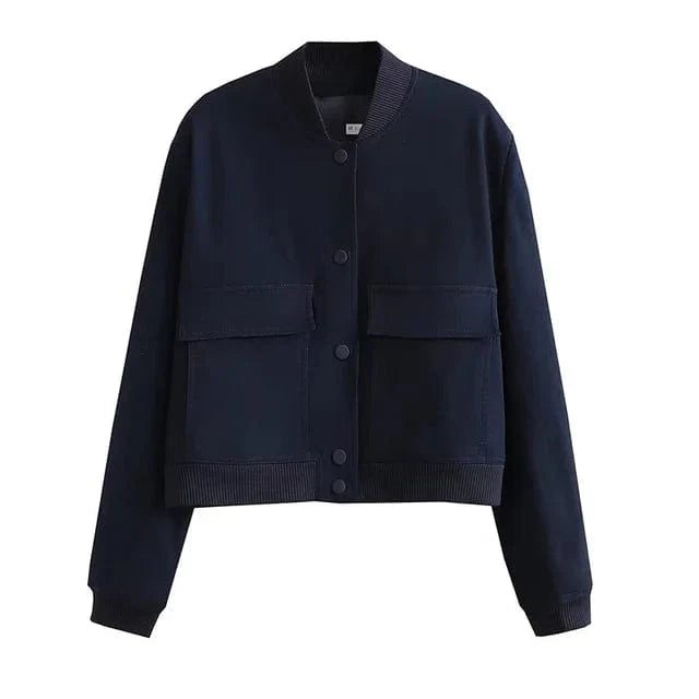 Korte Button-Up Jas College Stijl voor Vrouw