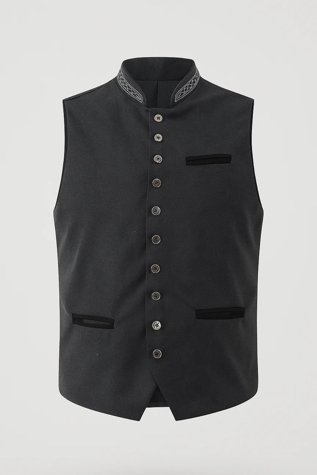 Gilet Heren Klassiek met Staande Kraag Slim Fit