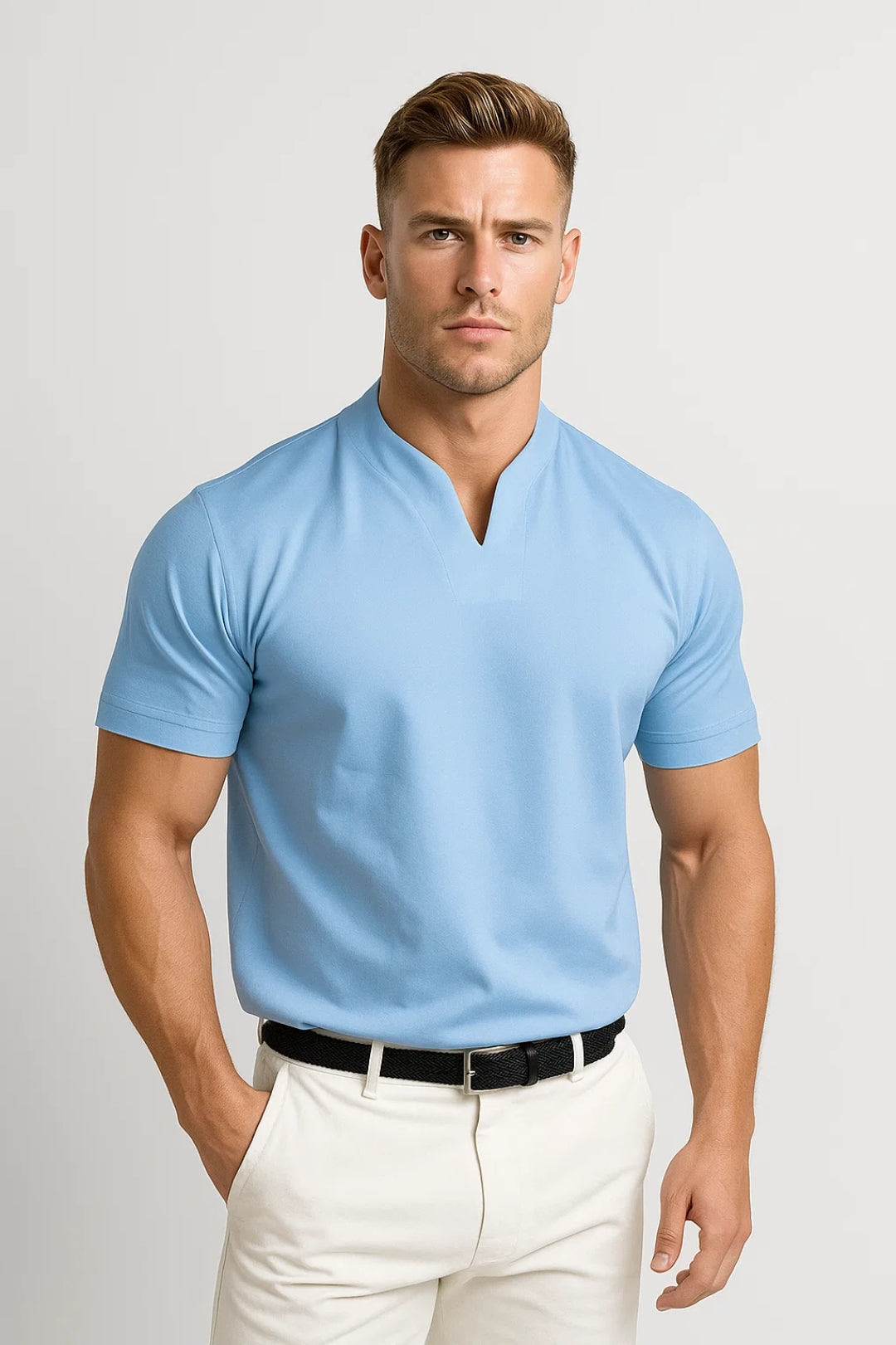 Heren Shirt Korte Mouwen Comfortabel Splitkraag