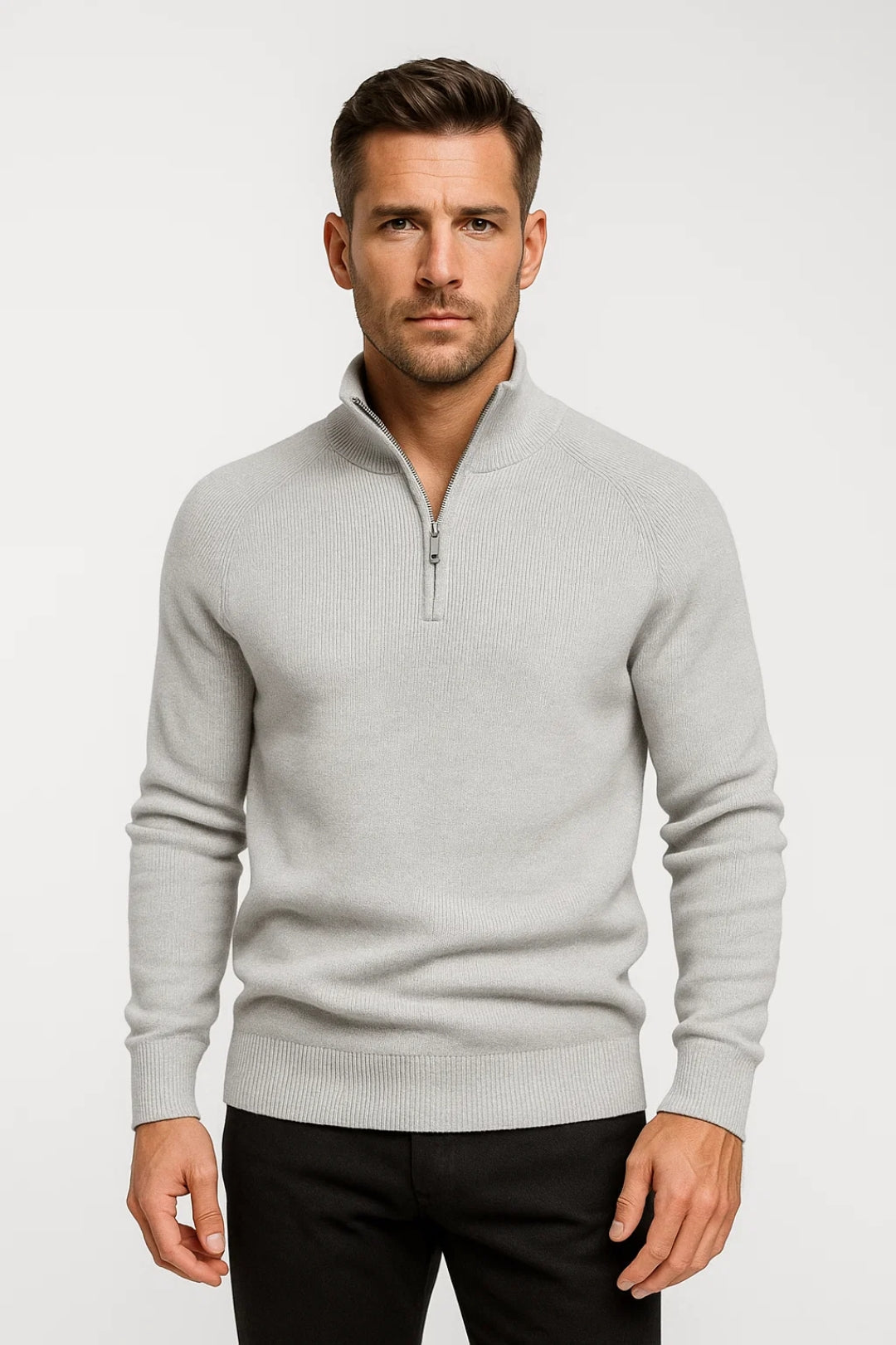 Heren Trui Warm Half Zip Ribstructuur Comfortabel Winter
