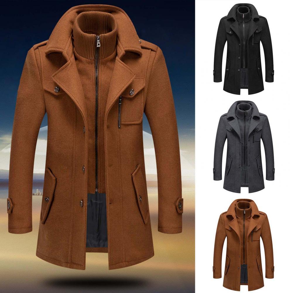 Heren Trenchcoat Warm en Winddicht met Thermische Voering