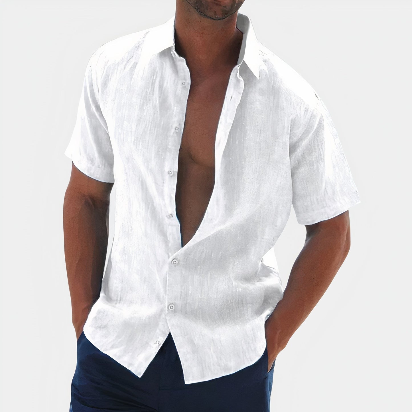Herenoverhemd Casual Klassiek Wit Blauw