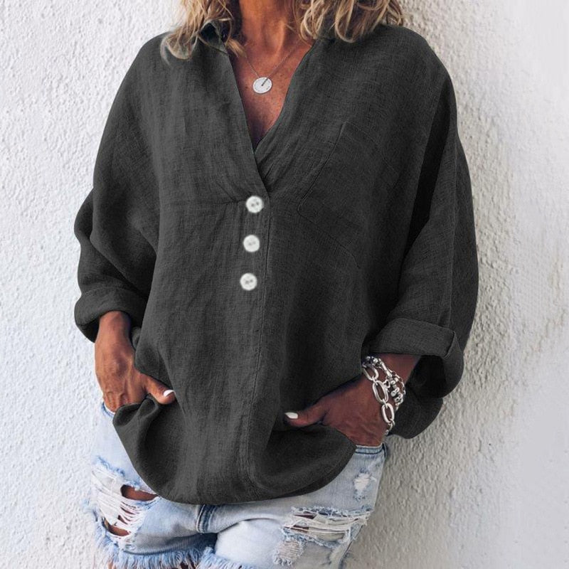 Elegante Vrouwelijke Blouse met Pofmouwen