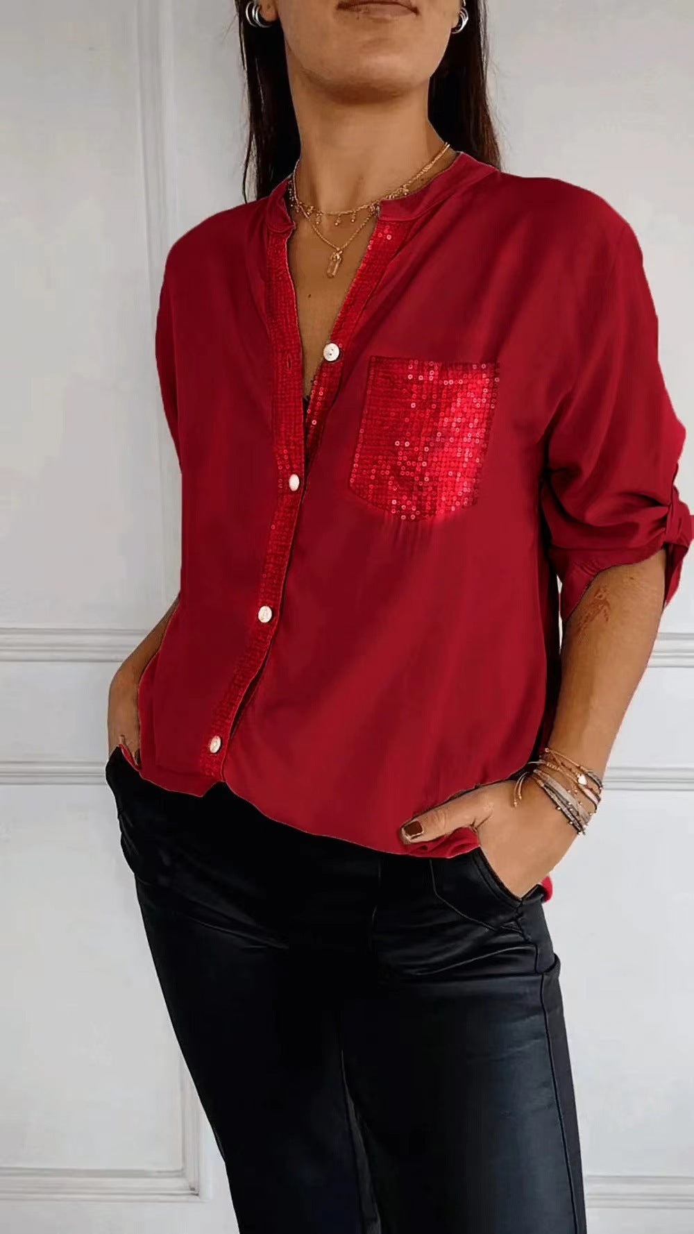 Dames Blouse met Glitter Pailletten Mooi Feestelijk