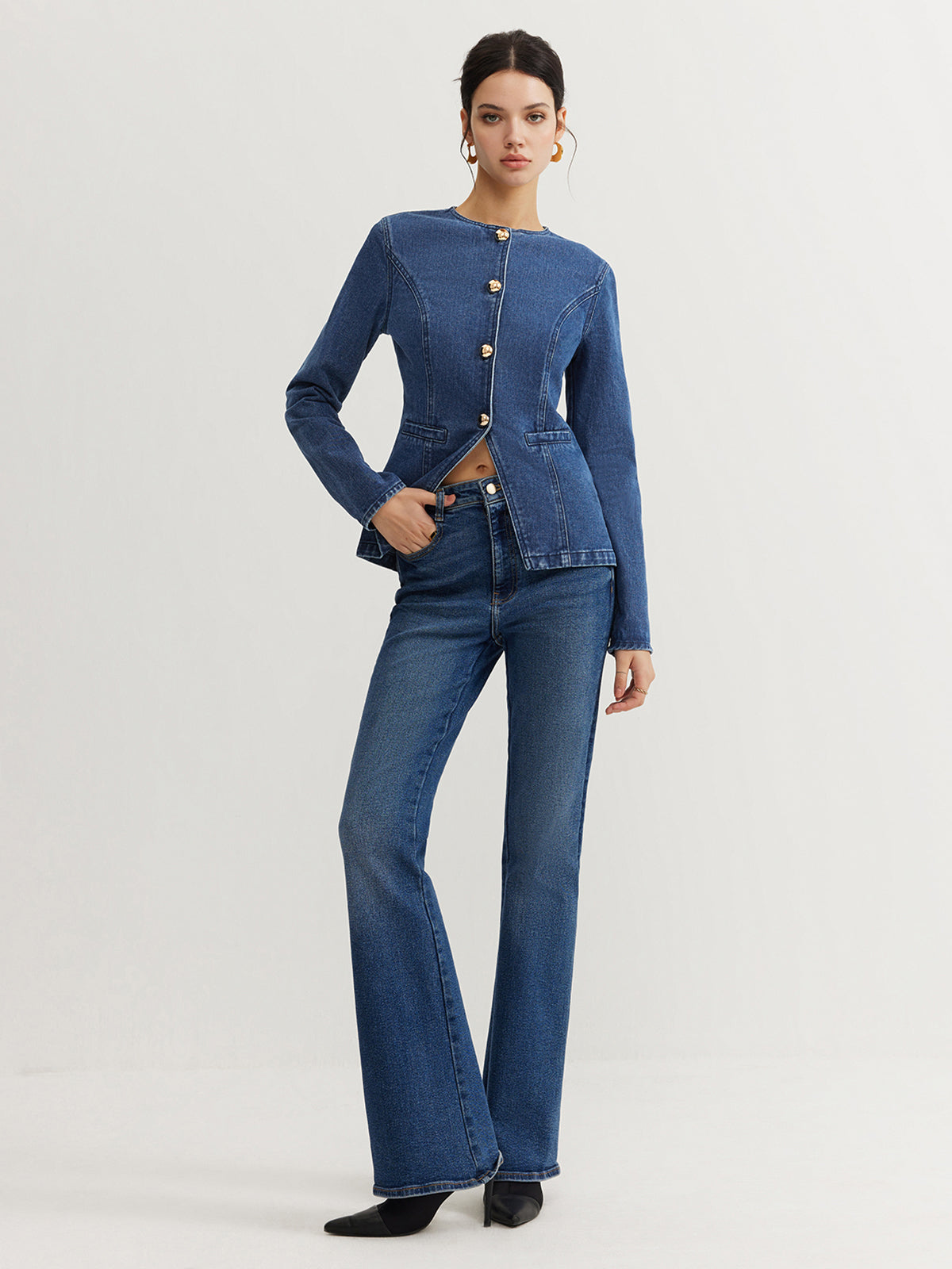 Dames Denim Jasje Slim Fit Blauw Jeansjasje