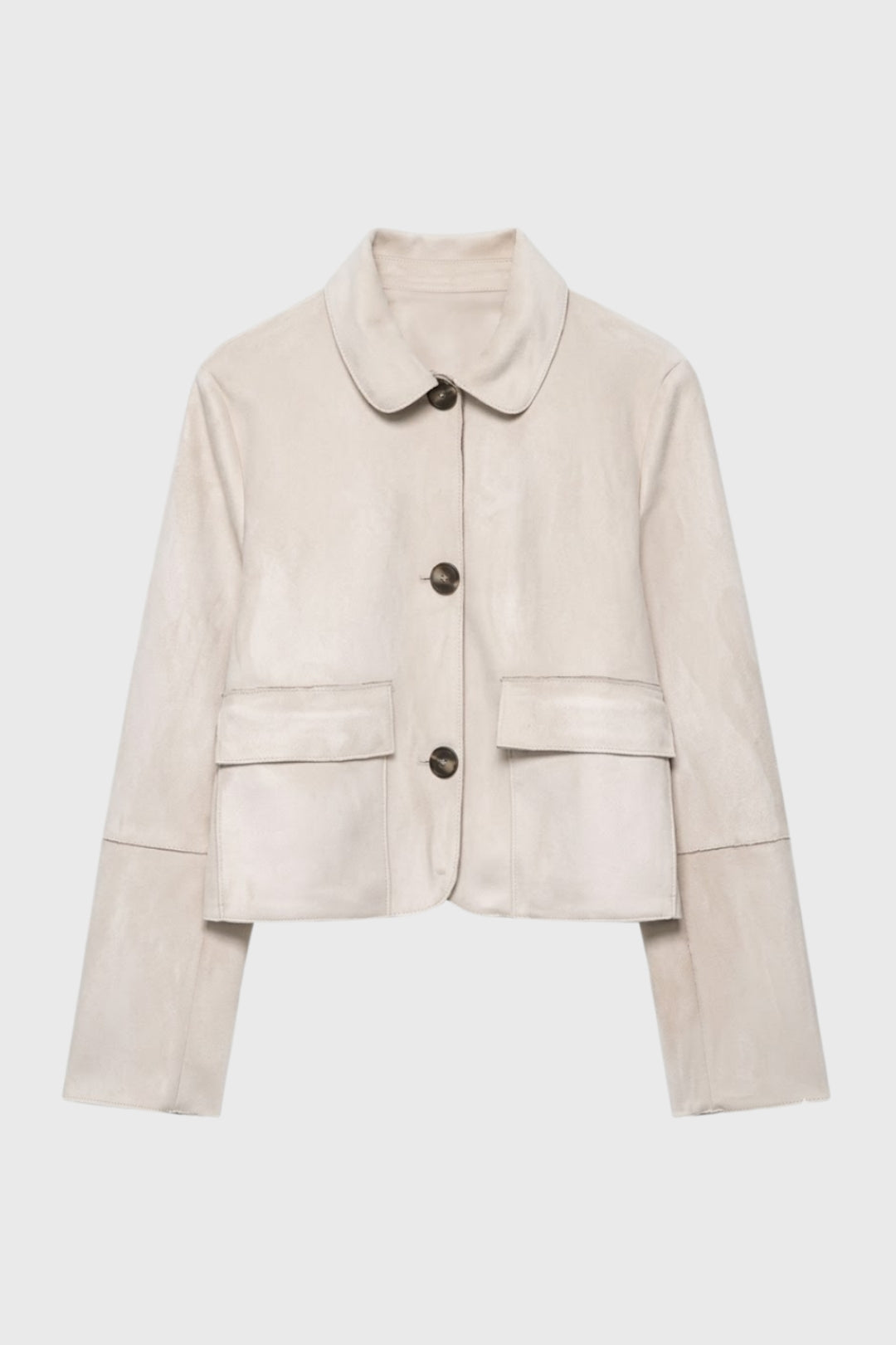 Korte Damesjas met Kraag en Zakken - Casual Stijl