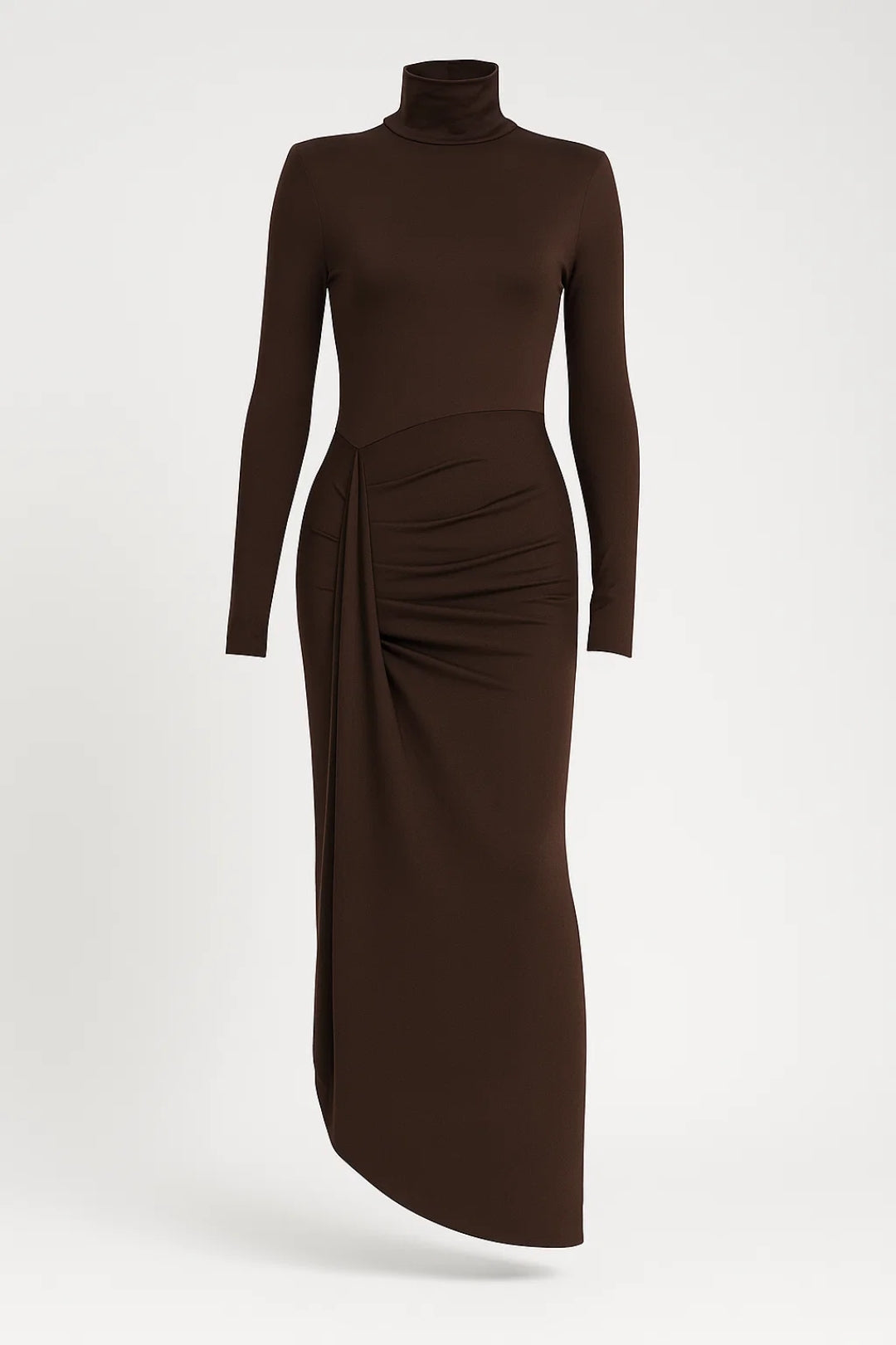 Damesjurk Lange Asymmetrische Hoge Hals Elegant Model
