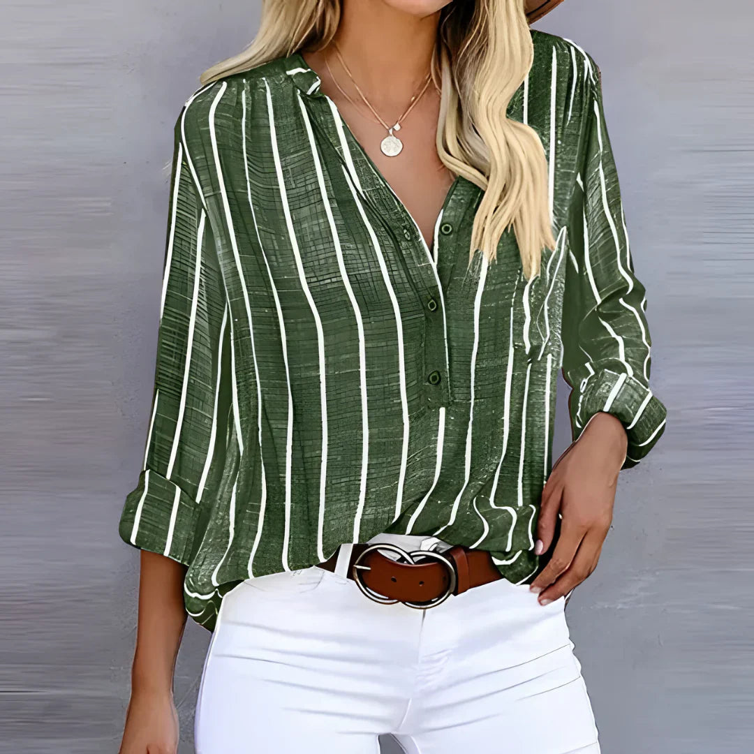 Streeppatroon Blouse Elegante Katoenen Blouse Dames