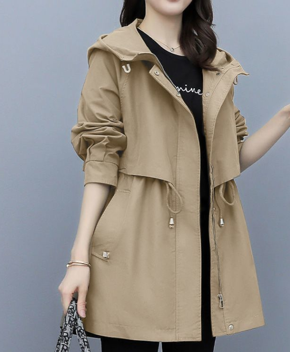Waterdichte Lange Trenchcoat met Kap