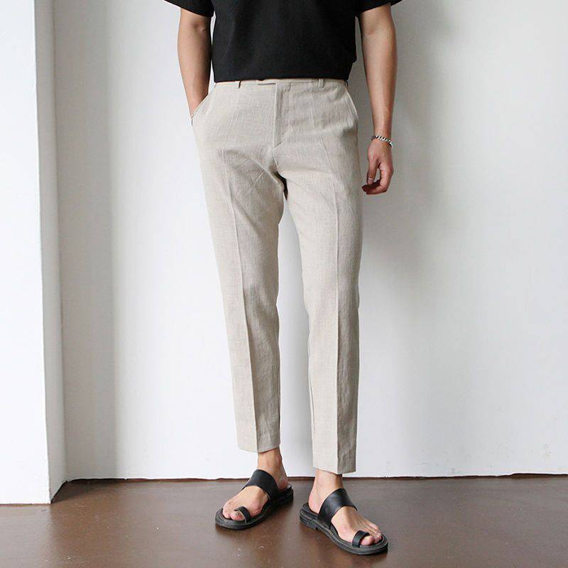Heren Linnen Broek Slim Fit – Lichte Zomerbroek voor Dagelijks Gebruik