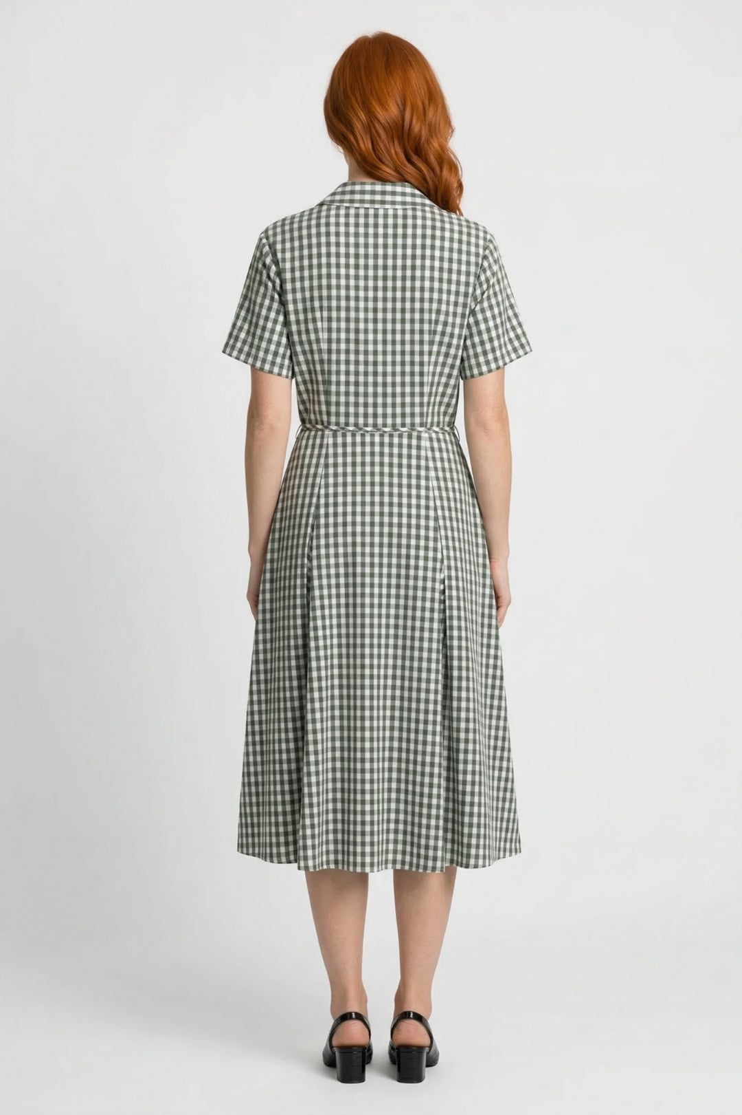 Jurk Dames Zomer Geruit met Strikceintuur Midi Modaal