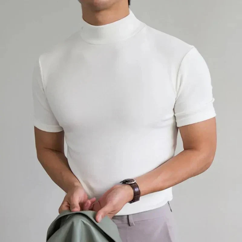 Mannen T-Shirts Slim Fit Transpirant Hoge Boord