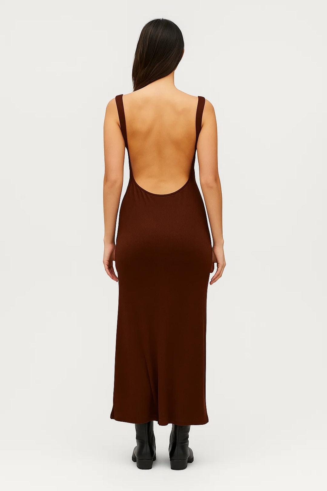 Midi Jurk Dames Strak Bodycon met Brede Schouderbandjes