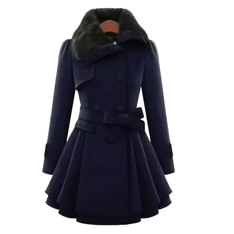 Dames Trenchcoat Vegan Bontjas Waterdicht Warm voor Winter