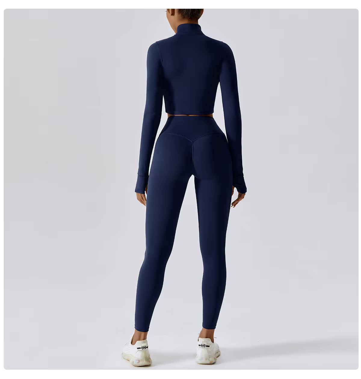 Dames Sportset 3-Delig - Cropped Vest, Sportbh en High Waist Legging