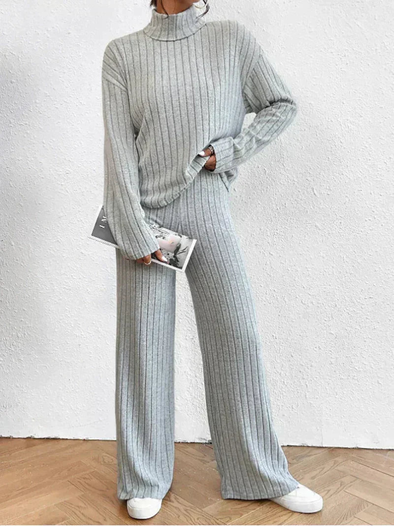 Gestreepte Trui en Broek Set Gebreid Warm Comfortabel