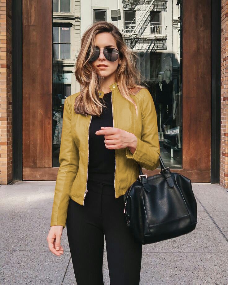 Dames Leren Jas Slim Fit Modern Stijlvol