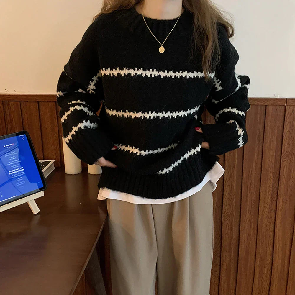 Dames Oversized Trui Wit Gebreid Zacht