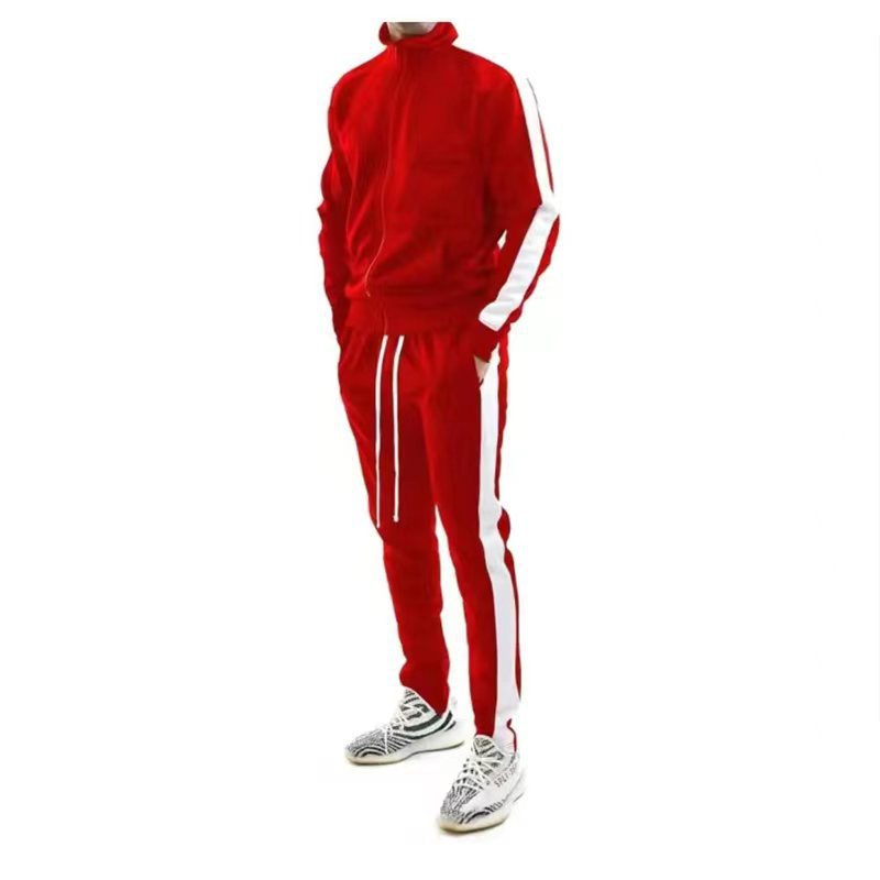 Herentrainingspak Capuchon Witte Strepen Sportief Design