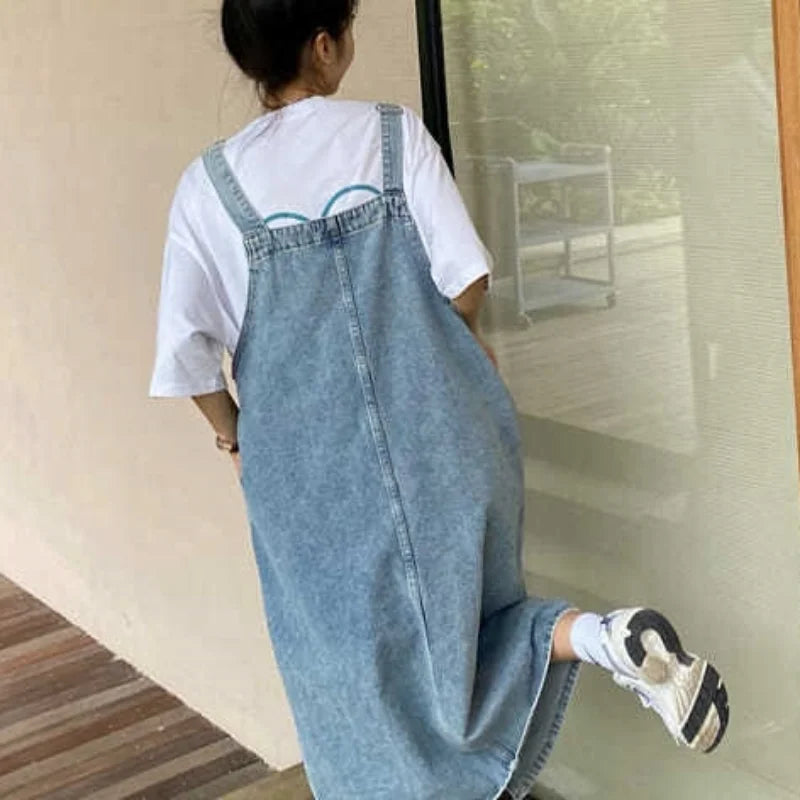 Dames Oversized Jurk Lichtblauw Denim Mode