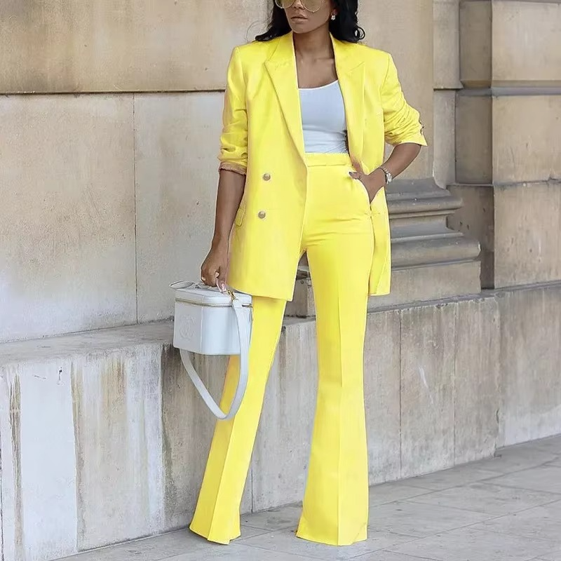 Dames Blazer Broek Set Tweedelig Klassiek Design