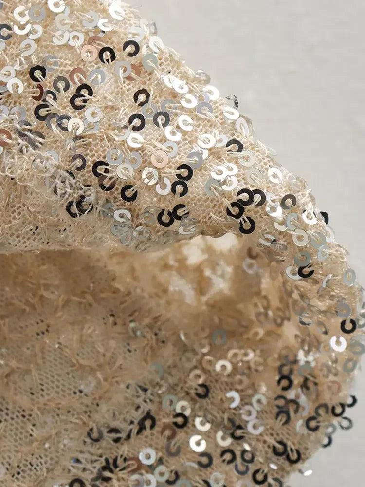 Mouwloze Glitter Mini Jurk met Pailletten Kort en Feestelijk