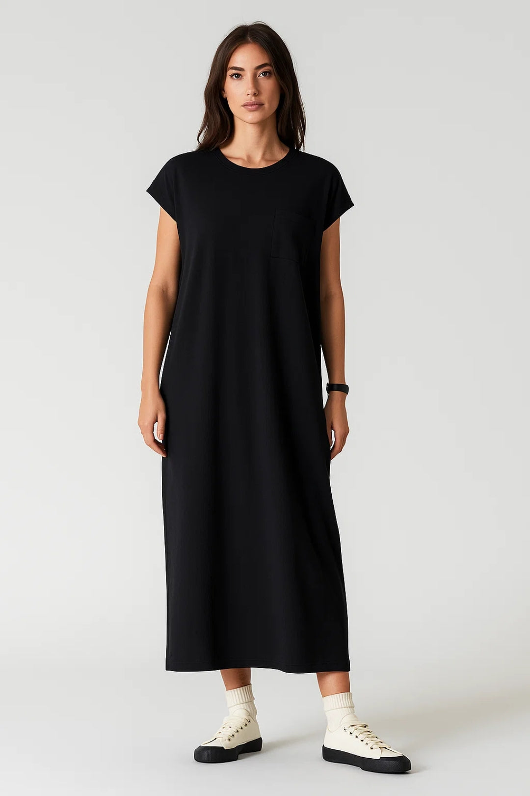 Oversized Jurk Dames - Maxi T-shirt Jurk met Zijsplit Casual Stijl