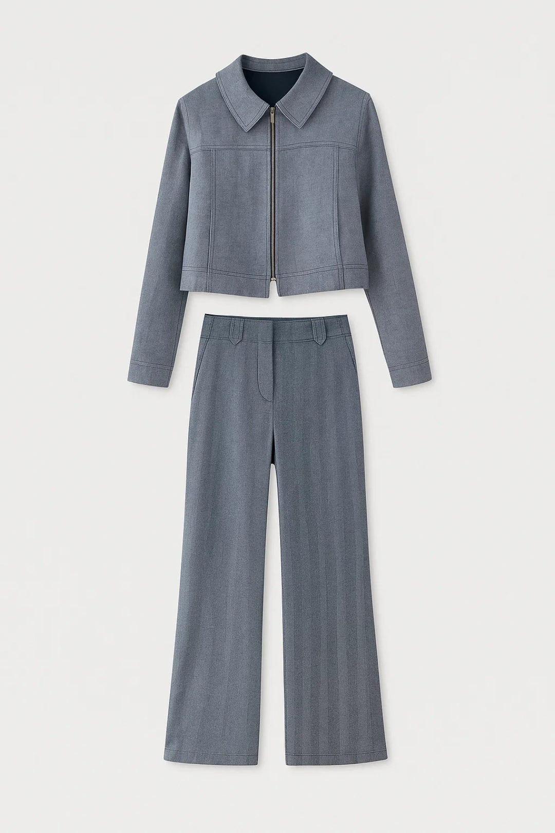 Tweedelige Set: Cropped Jasje en Rechte Broek voor Vrouw